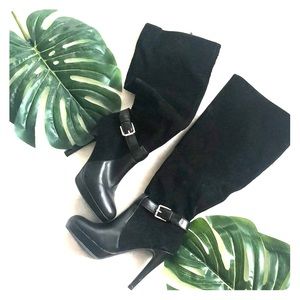 Black Suede Audrey Brooke Knee High Boots